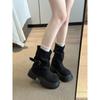 Short Martin Boots Women'S Trousers Round Head Rad Brown Boots Thick-Soled Retro American British Style