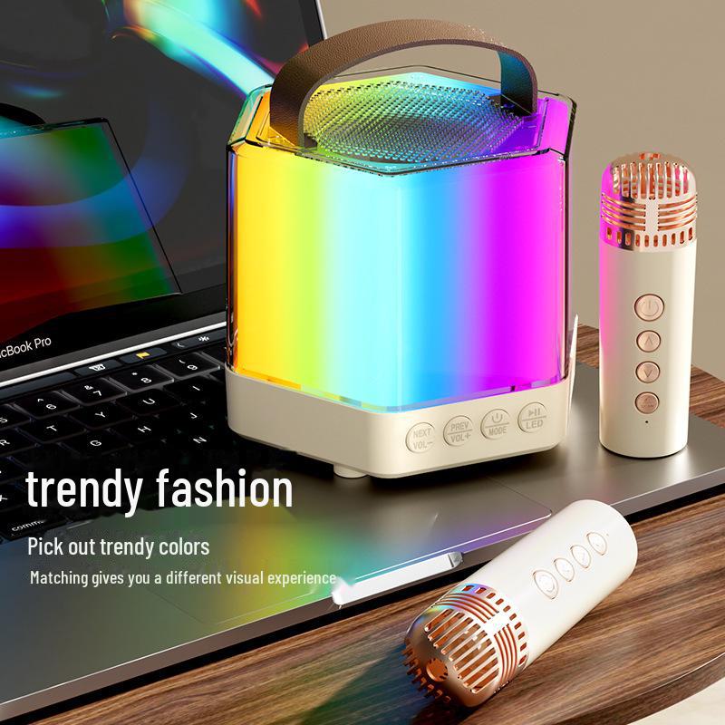 Q7 Ασύρματο Bluetooth Ηχείο & Μικρόφωνο με Φώτα - Φορητό Υπαίθριο Ηχείο Καραόκε