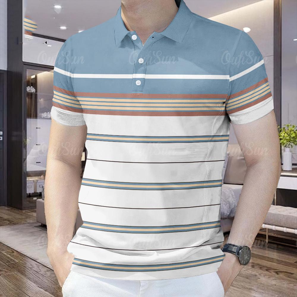 Мужская полосатая футболка-поло, мужская этническая ретро-расцветка, уличная одежда для активного отдыха S