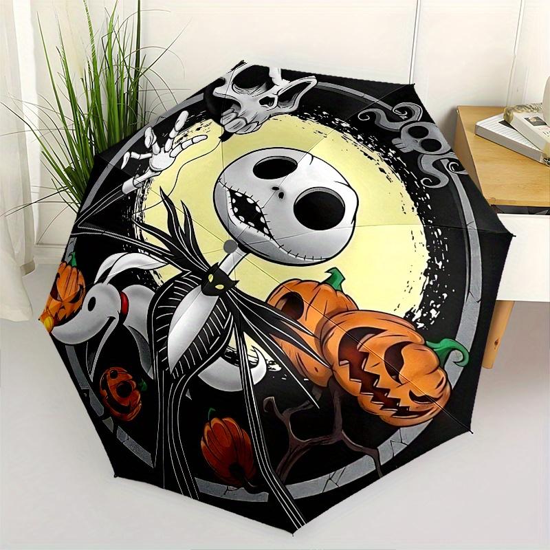 

1 Auto Open Jack Skellington, Halloween Themed Colorful 8-rib Portable Umbrella for Men and Women, A Compact Commuting Companion Suitable fo