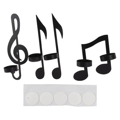 4Pcs Unique Iron Black Music Note Wall Sconce Candle Holder Wall Mount Hanging Tea Light Candle Decor