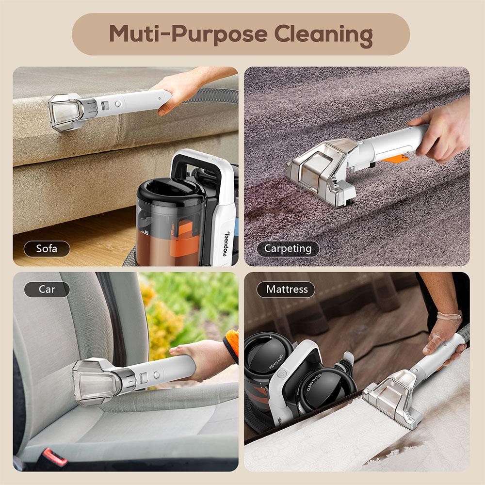 Teendow C5 Carpet Cleaner Vacuum, 11KPa Powerful Suction, ≤80dB Low Noise, 1500ml Large Water Tank Capacity