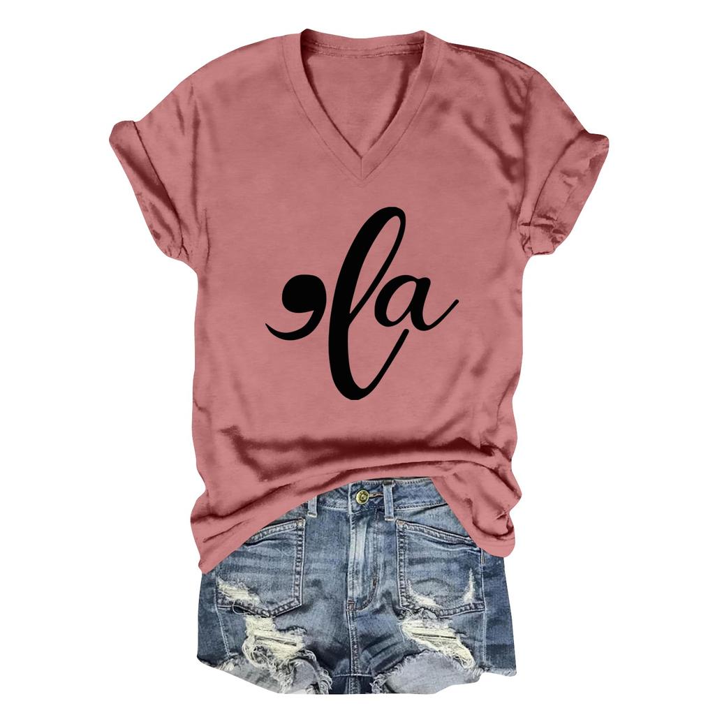 Dame T-skjorter Komma La T-skjorter Kamala-Harris Skjorter Morsomme Grafiske T-skjorter V-hals