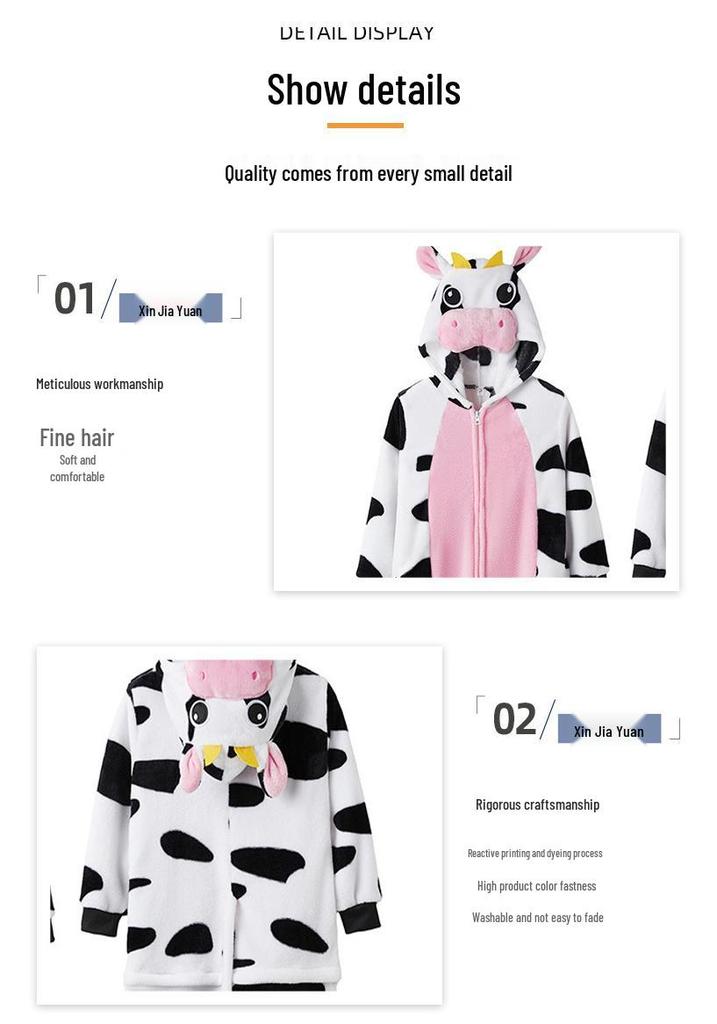 New Halloween Pink Cow Cartoon Animal Onesie Pajamas for Couples & Parent-Child