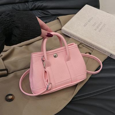 New Textured Handbag Bag Women's Sweet Lychee Pattern Shoulder Messenger Bag Fashionable Splicing Bucket Bag