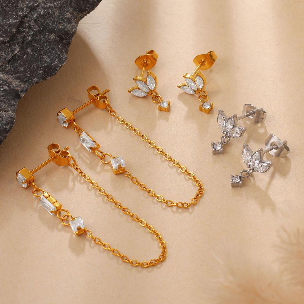Sweet & Spicy Heart-Shaped Chain Ear Studs: Versatile European & American Cool Girl Style Earrings