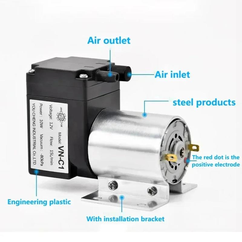 DC 12V 24V 12L/min 15L/min Miniature Vacuum Pump Small Negative Pressure Suction Pump Diaphragm Pressure Pump Dual Purpose