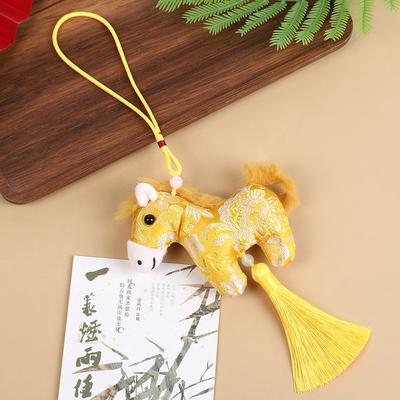 Chinese Style Pony Embroidered Pendant Satin Tassel Horse Hanging Decoration Spring Festival Keychain Car Hanging Ornaments
