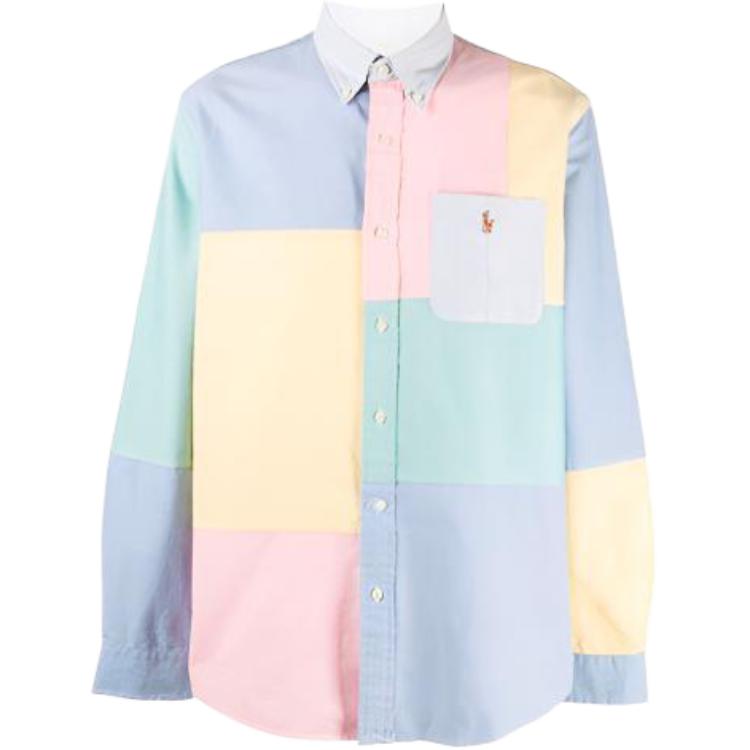 Polo Ralph Lauren Patch Design Long Sleeve Shirt Color Block Men Shirts 710853142-001