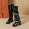 915 Trouser Boots 2025 Autumn New Design Sense Niche Pointed Thick Heel Belt Buckle But Knee Boots Women's Boots