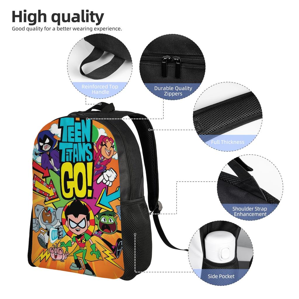 Teen Titans Go Raven's Emoticlones Backpack Men Polyester Outdoor Style Backpacks Breathable Stylish School Bags Rucksack