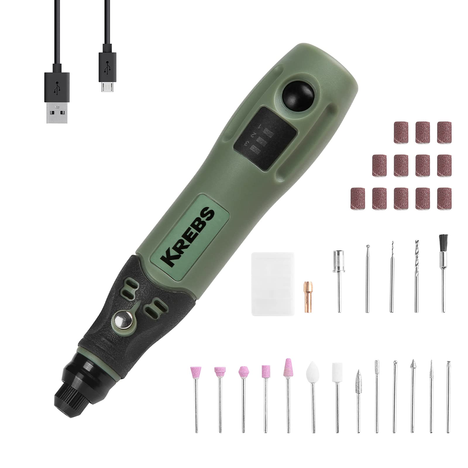 

KREBS Перезаряжаемый Мини-роутер Беспроводной Сверхлегкий 3 скорости Максимум 15000 об/мин Набор бит (маршрутизатор) 3,6 В 31 предмет зелёный