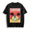 Surfing Santa Monica Beach California Graphic Casual T-Shirt Pure Cotton T-shirt