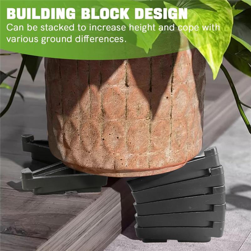 AT19-For Outdoor Planters For Garden Pot Feet 24 PCS Breathable Invisibles Stands Toes Lifters, Stackable Flower Base Support Ou