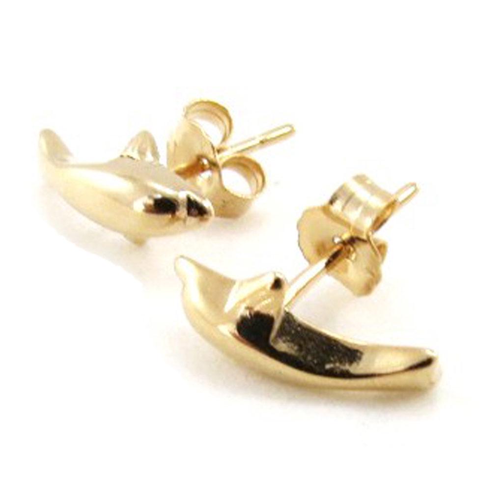 Les Trésors De Lily [D7362] - Gold Plated Earrings 'Heureux Dauphins' Gold - 5x12 Mm