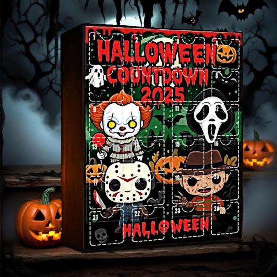 Halloween Countdown Calendar Countdown Box Scary Doll Collectible Horror Figures Spooky Character Advent Hanging Decor for Kids