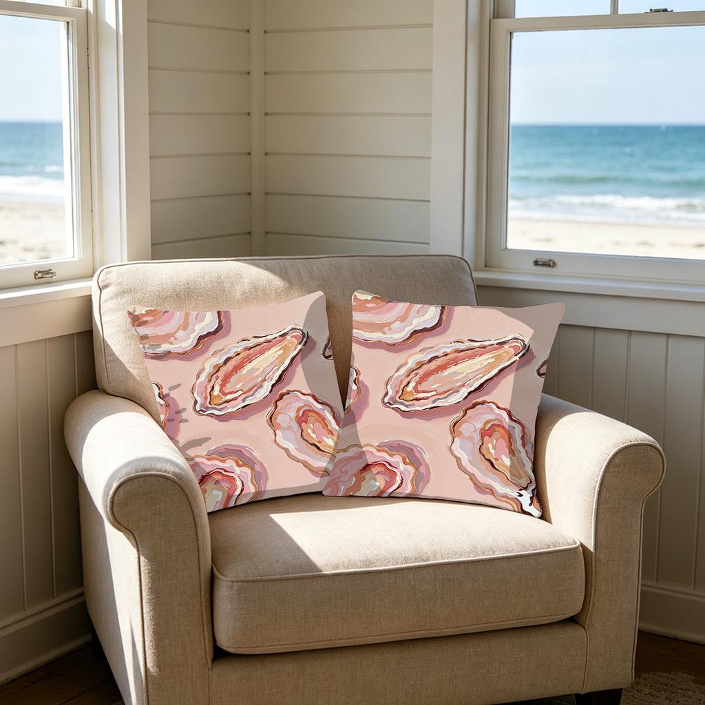 1pc Crab, Lobster, Scallop Print Polyester Pillowcase Home Decor Pillowcase Car Sofa Cushion Cover Home Decor 45x45cm