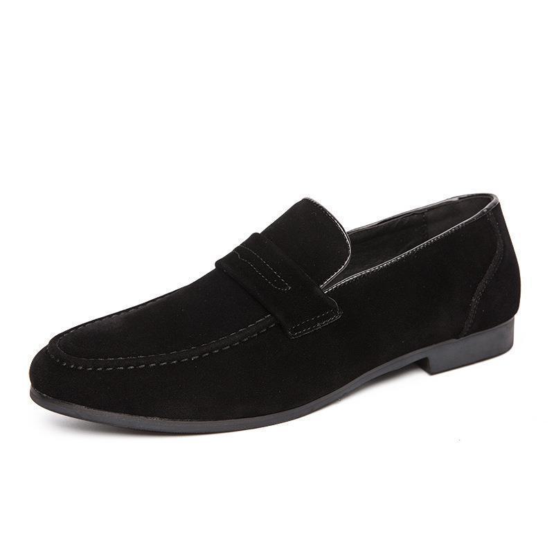Men's Large Suede Leather Loafers - British Style Casual Slip-On Shoes
