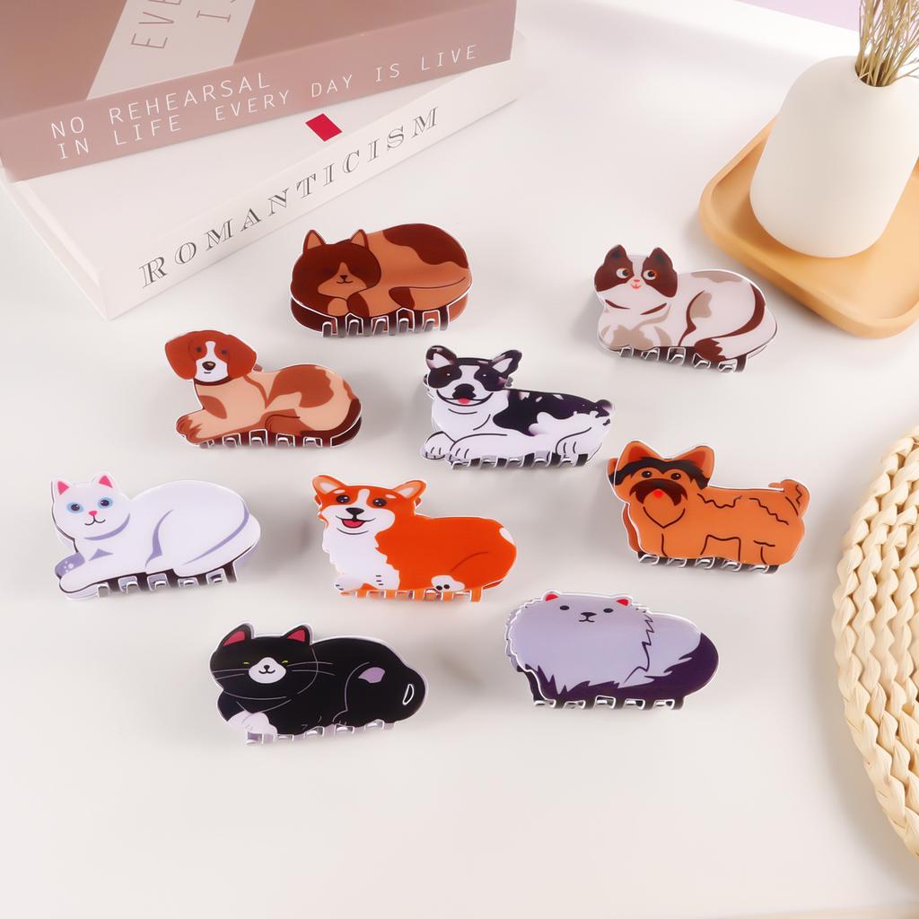 1pc New Cute Animal Series Acrylic Cat Cartoon Hair Clip, Back of the Head Hair Clip, Hair Accessories, and Dished Hair