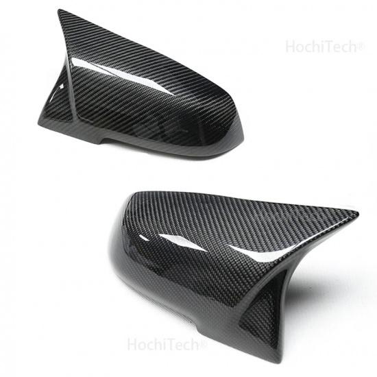 2 Pieces Rearview Mirror Cover Cap Carbon Black For BMW F20 F21 F22 F23 F30 F32 F36 X1 E84 F87 Carbon Fiber Pattern Accessories