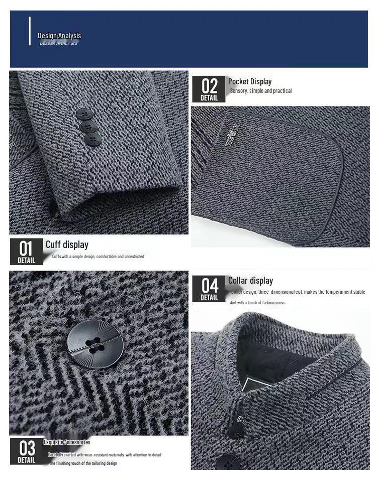 Men's Fleece-Lined Chenille Jacket for Autumn/Winter