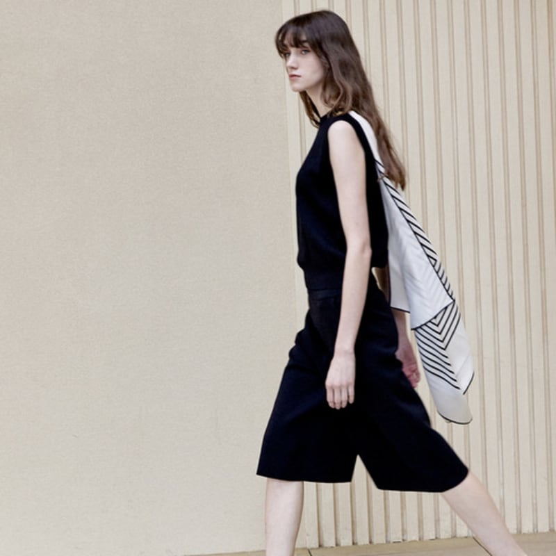 Sea of Seas Stripe Centered Monogram Silk Scarf Ivory