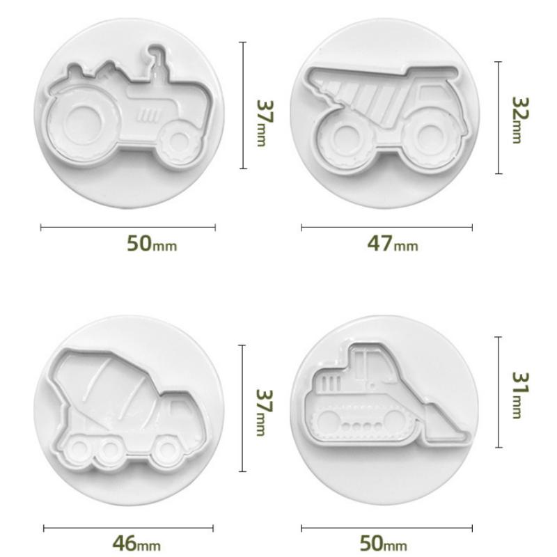4Pcs 3D Car Plane Cookie Cutter Biscuit Mold Train Vehicle Transportation Baking Stamp Press Plunger Sugarcraft Fondant Cutters