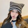 Little Devil Striped Knitted Wool Hat Female Cute Cat Ears Pointed Hat Pullover Ear Cap