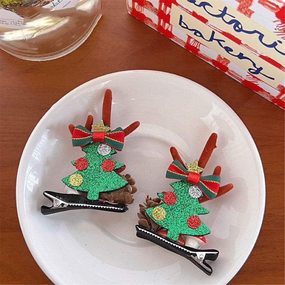 1 pair Santa Claus Christmas Hairpin Bowknot Christmas Hat Headabnd  Merry Christmas Decor