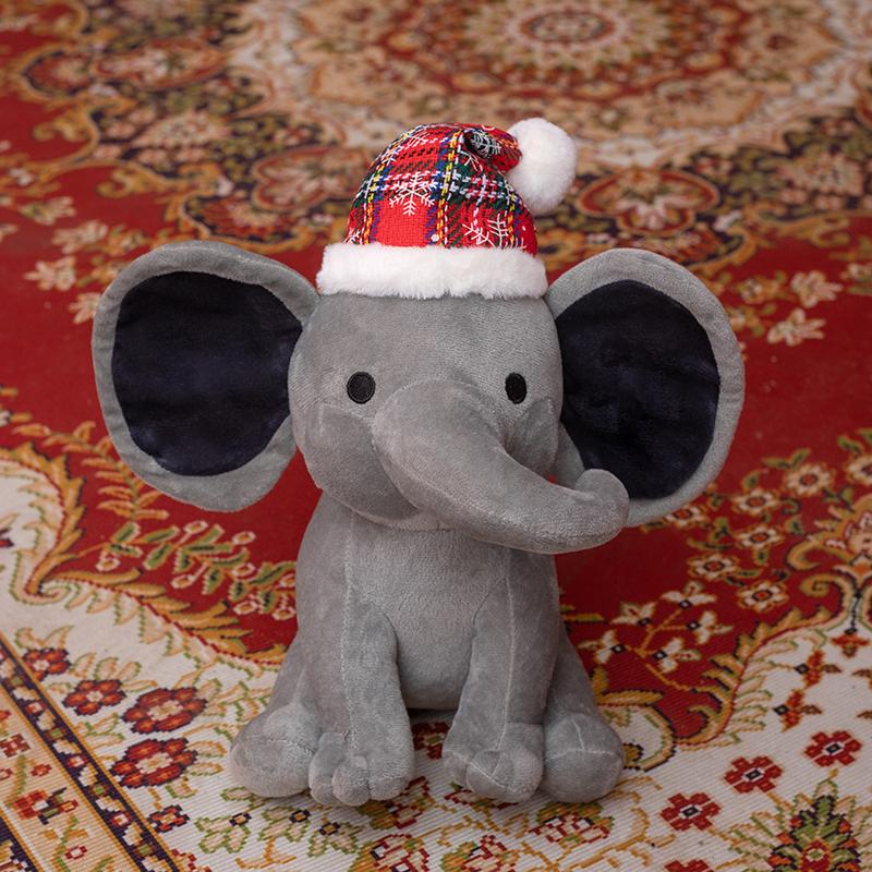 25cm Cartoon Christmas Elephant Stuffed Doll With Santa Hat Colorful Elephant Stuffed Toy Home Decor Gift For Boys Girls