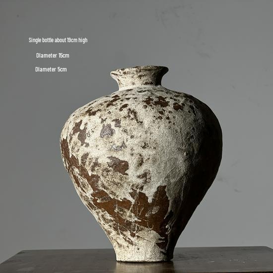 Retro Wabi-Sabi Ceramic Vase for Dried Flowers - Elegant Entryway Flower Arrangement Decor