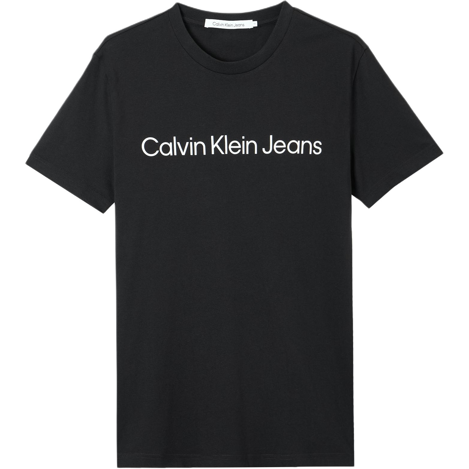 Calvin Klein Jeans Buchstaben-Print Slim Fit Rundhals Kurzarm T-Shirt Herren Tops Schwarz J30J322552-BEH M black
