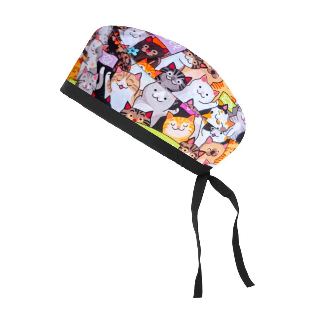 Adjustable Cotton Surgical Cap with Cartoon Print for Women and Men