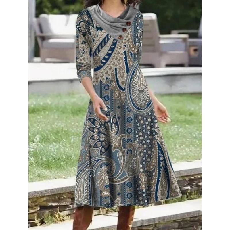 JPNTKY Fashion Summer Spring 1/2 Sleeves Casual Dresses M серый