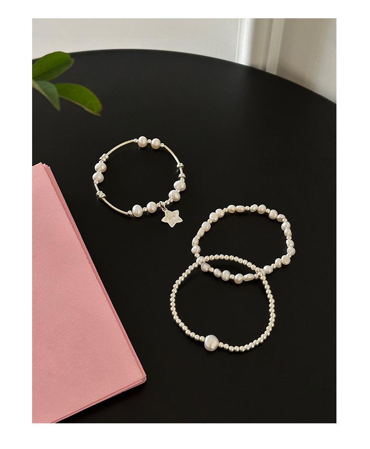 Elegant Pearl Star Pendant Bracelet for Women - Light Luxury Silver Wristband Jewelry
