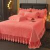 Thickened Velvet Bedspread Coverlet Quilted Soft Bed Sheet Embroidery Ruffle Skirt Queen King Size 3pcs Droppshipping