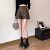 Black Hot Woman Short Pants Baggy Elastic Waist Shorts Fashion High Waist Leather Shorts  Summer