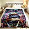 Cat Theme Soft Blanket Personalized Custom Name Text Print Warm Blanket Home Sofa Bedroom Decor