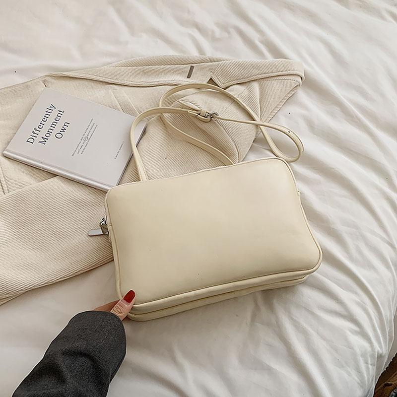 Large Capacity Korean Soft Leather Crossbody Bag Letter High-End Small Square Bag Women  Retro Casual Commuter Messenger Bag