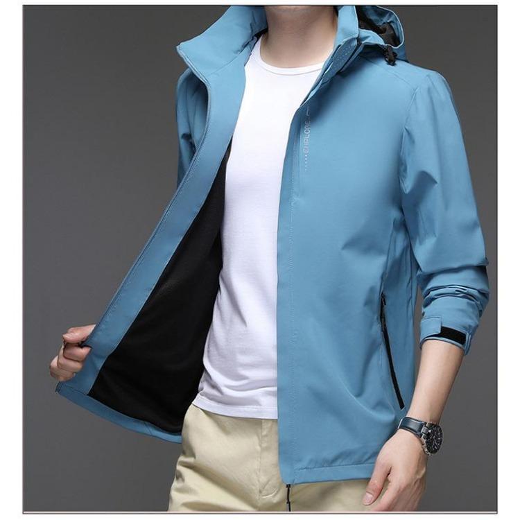 Jacket men's spring and autumn thin Korean style trendy men's casual jacket men's hooded business solid color jacket top