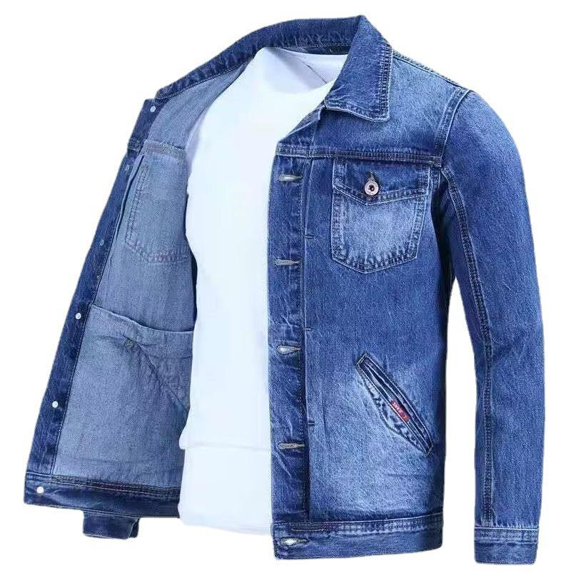 Men's Trendy Korean Style Slim Fit Retro Denim Jacket - Casual Cotton Outerwear