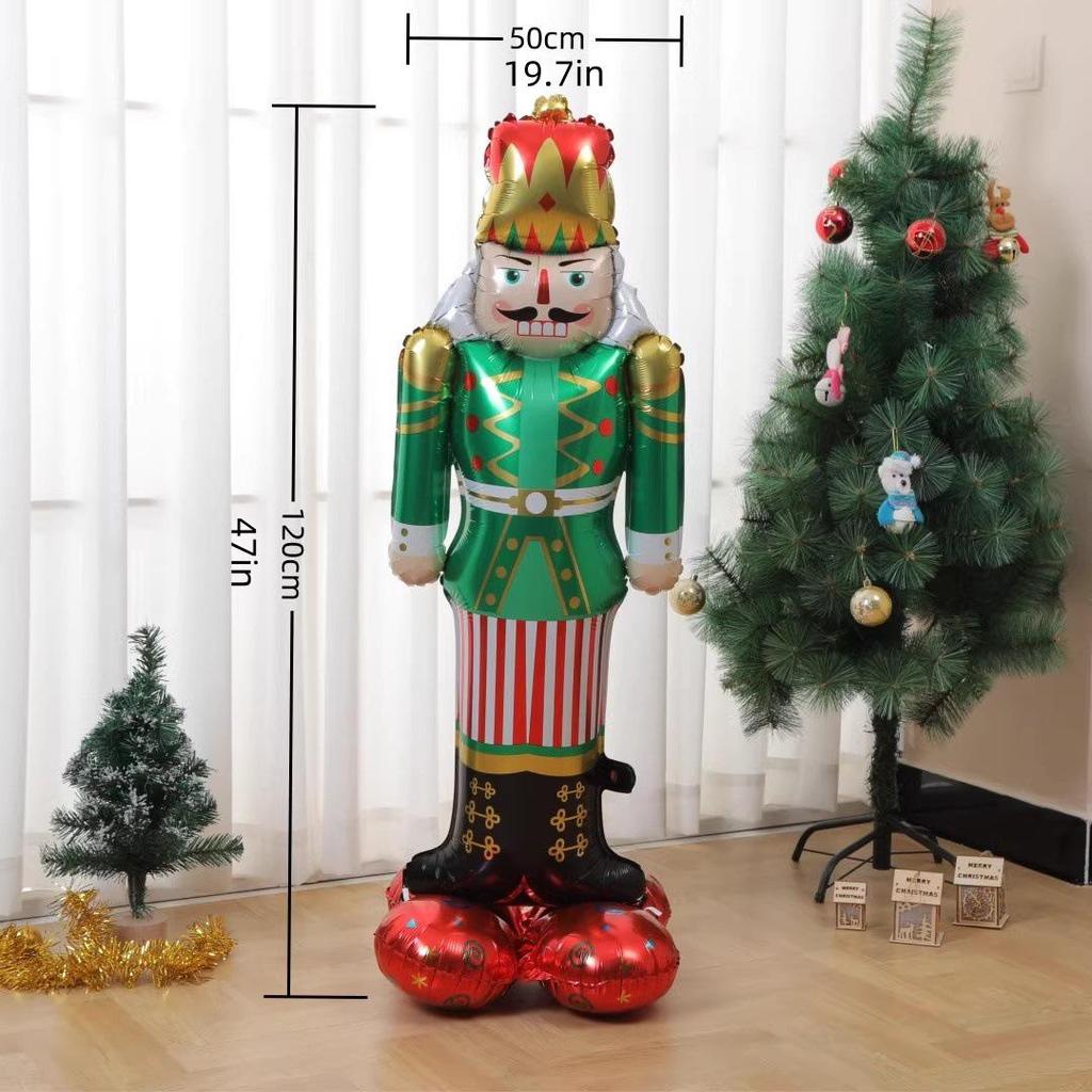 Large Base Christmas Tree Decoration with Santa, Reindeer, and Snowman Balloons for Kindergarten