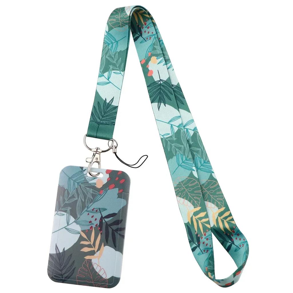 Grüne Pflanze Einfacher Frischer Stil Grüne Blätter Nackenband Ausweishalter Fitnessstudio Handy-Riemen Ausweishalter DIY Aufhängeseil Lanyard