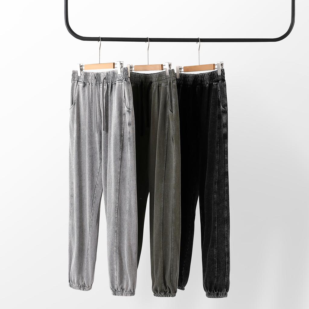 Men's Acid Wash Sweatpants Vintage Baggy Athletic Workout Joggers Heavyweight Sweat Pants with Pockets Drawstring Cotton Casual Pants for Men