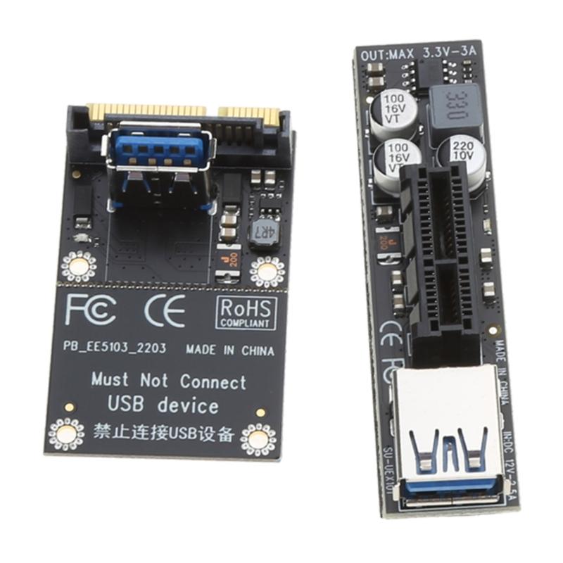 Graphics Cards Connector MINI PCI-E to PCI-E X1 Card Extension Port Adapter Riser Card with 30cm USB 3.0 Cable Durable