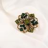 Fashion Simple Metal Crystal Green Plant Flower Brooches For Women Clothing Coat Party Accessries Gifts
