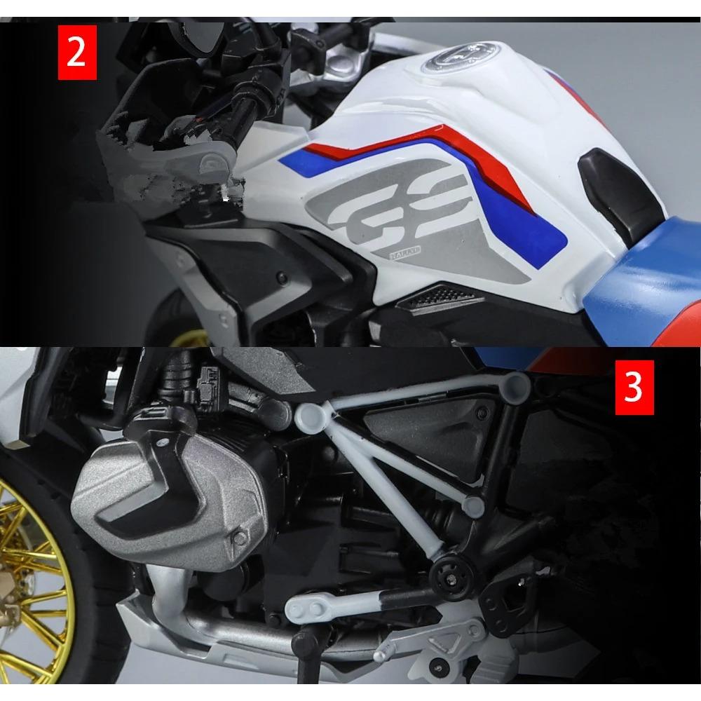1/9 BMW R1250 GS ADV Alloy Racing Motorcycle Diecasts Street Sports Motorcycle Model Simulation with Light Collection Kids Toys Gift