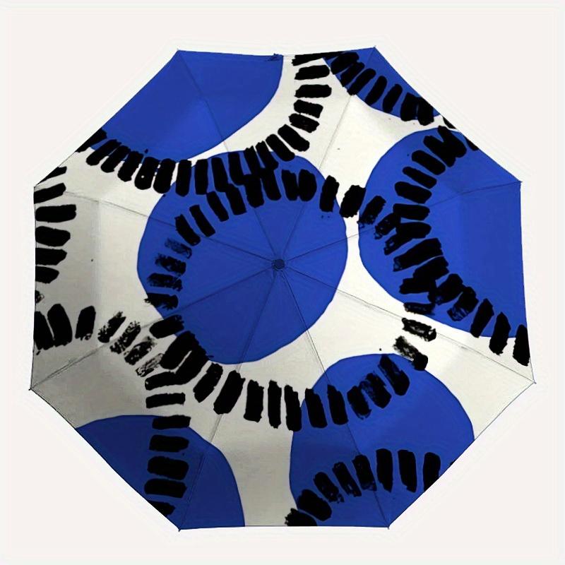 1pc Baseball pattern Folding Umbrella With Excellent UV Protection, 8 Ribs Casual Durable Lightweight Portable Travelling Umbrella For Men &