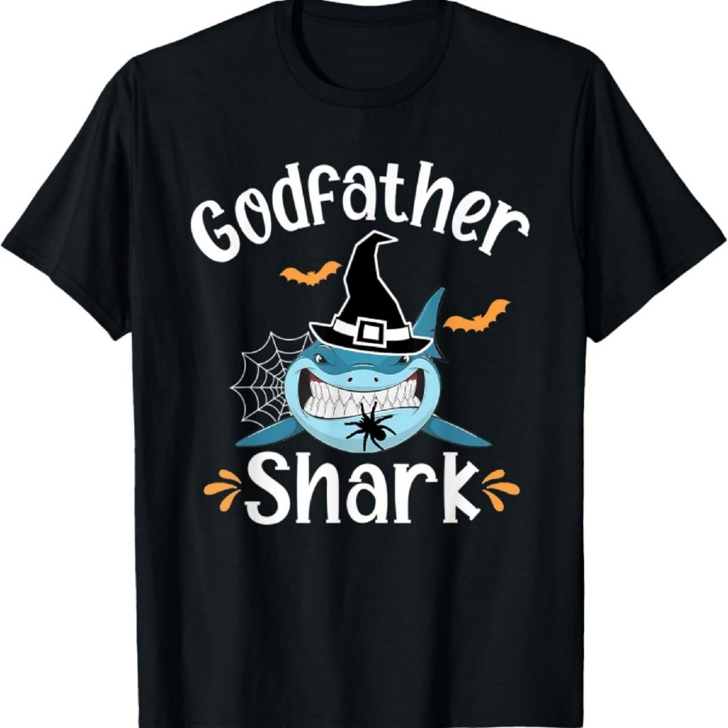 

Мужская забавная футболка на Хэллоуин с объявлением о крестном отце-акуле XXXXXL чёрный