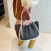 Fashion denim canvas tote bag bucket bag new trend drawstring handbag shoulder bag